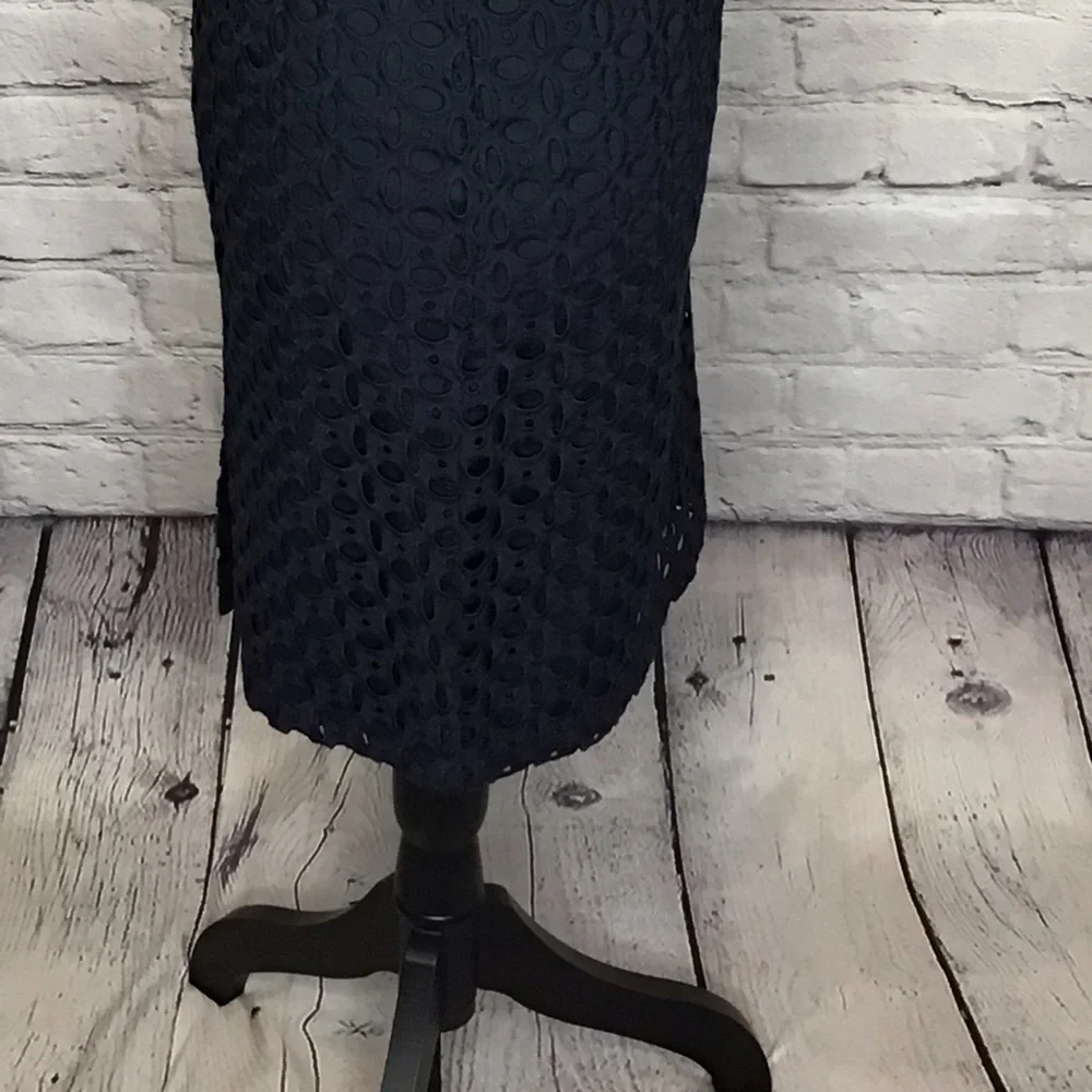 Kenar Navy Blue Eyelet Straight Skirt 2